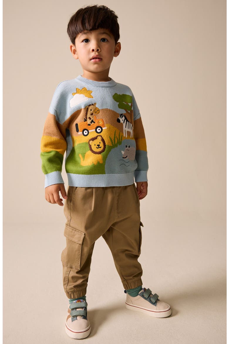 Kids' Safari Scene Sweater, Alternate, color, MULTI
