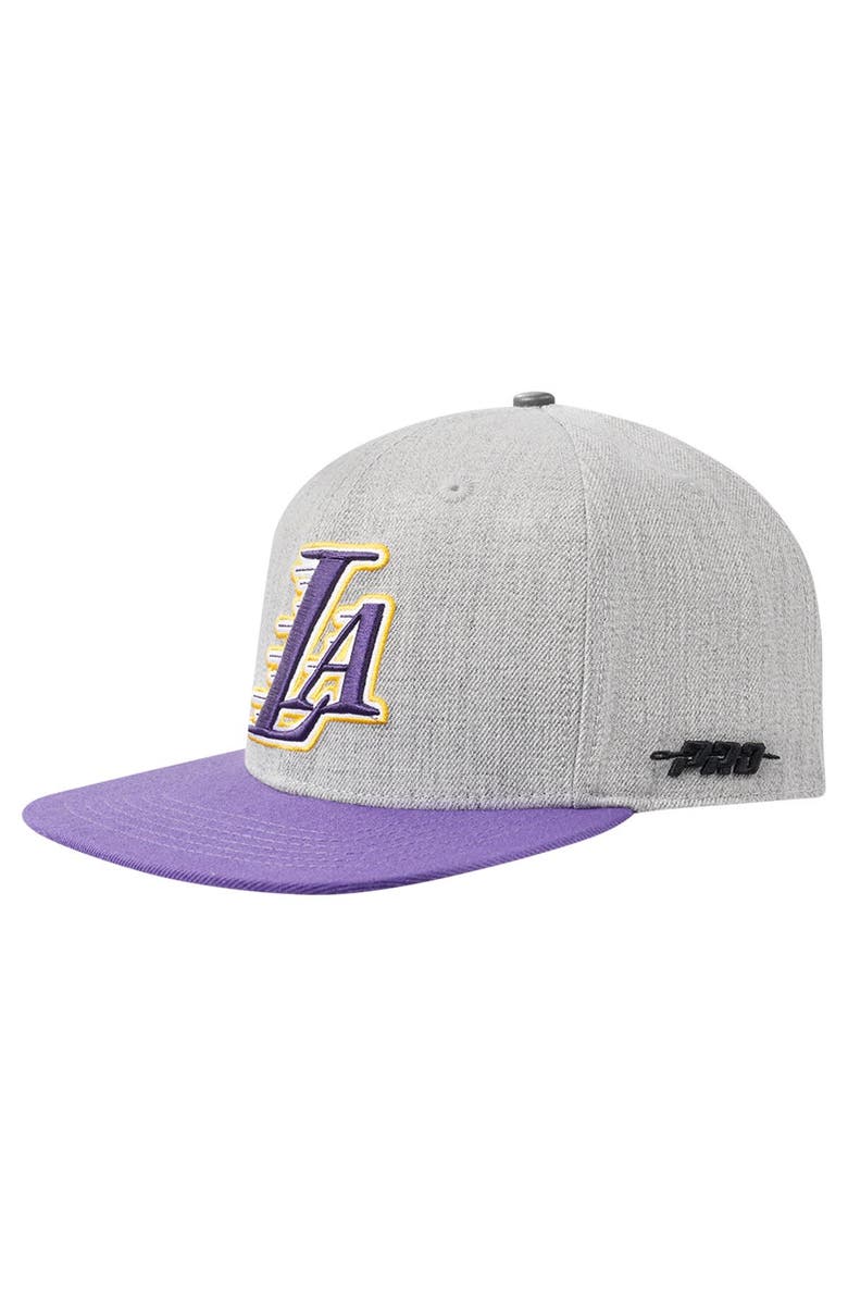 PRO STANDARD Men's Pro Standard Gray/Purple Los Angeles Lakers Classic Logo Two-Tone Snapback Hat, Alternate, color, Gray