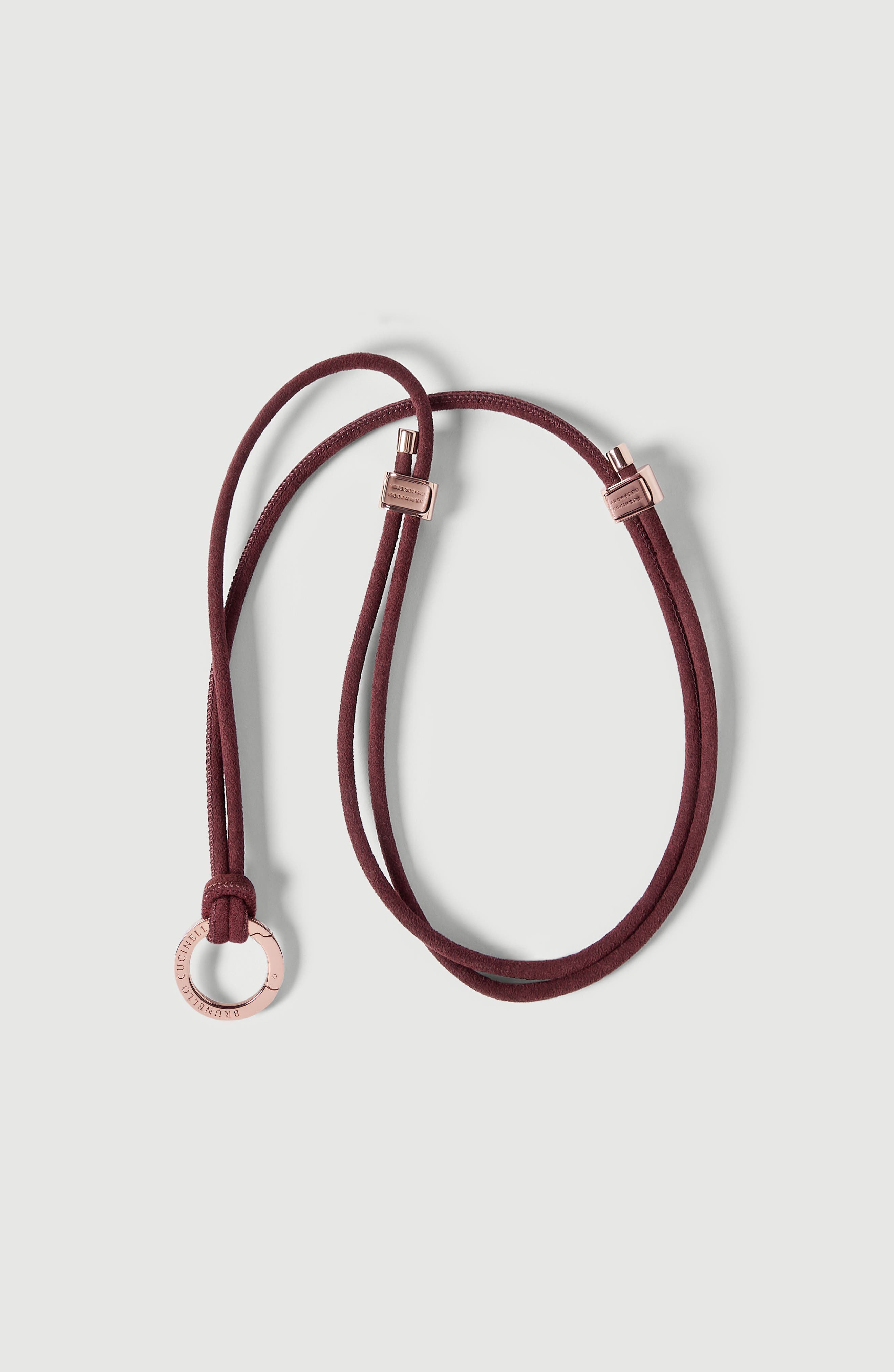 Brunello Cucinelli Alcantara Glasses Cord With Monili In Burgundy