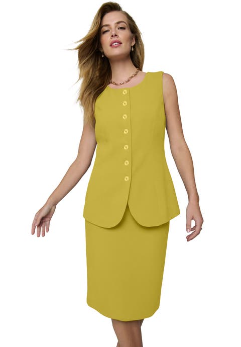 Sleeveless Vest And Skirt Suit (Plus)