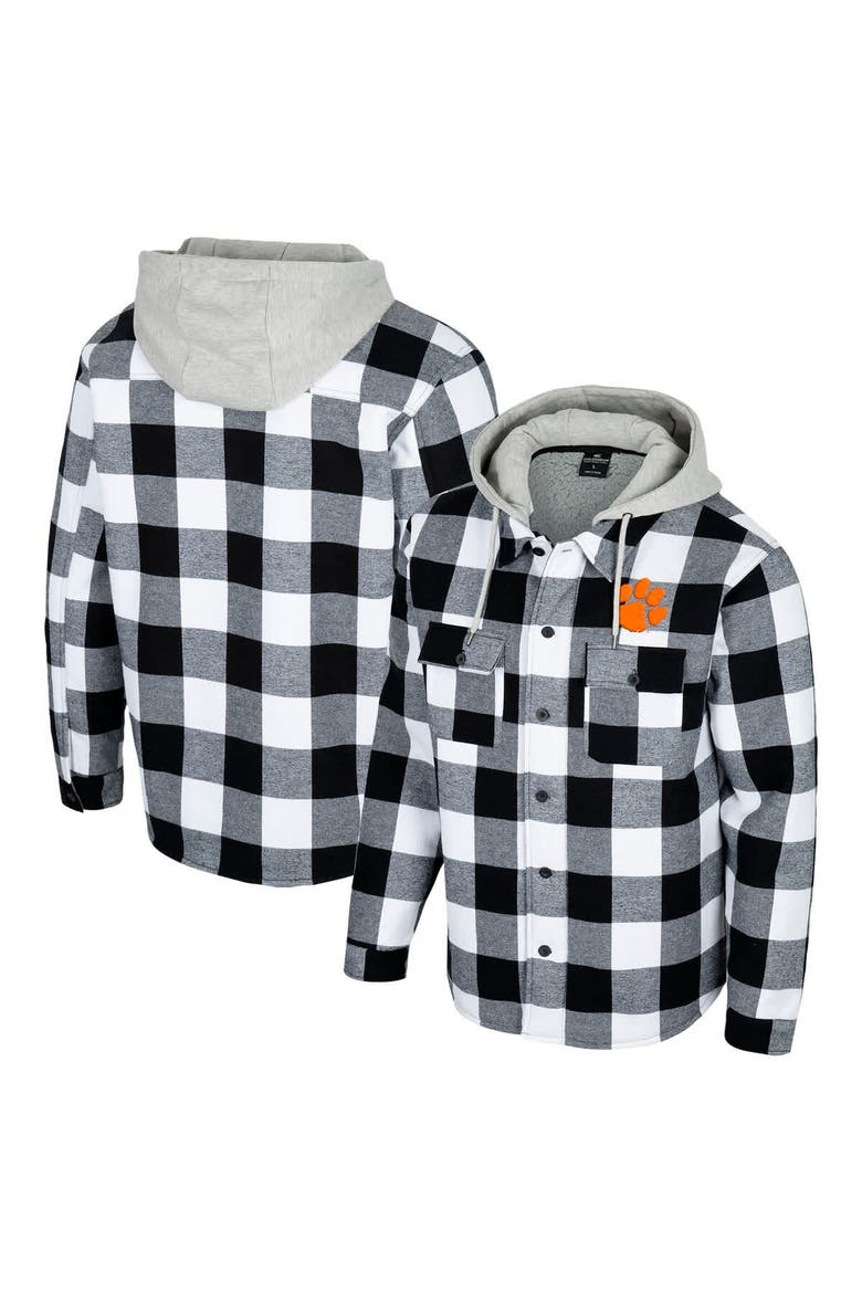 Men's Colosseum Black/White Clemson Tigers Buffalo Plaid Full-Zip Jacket, Main, color, Black