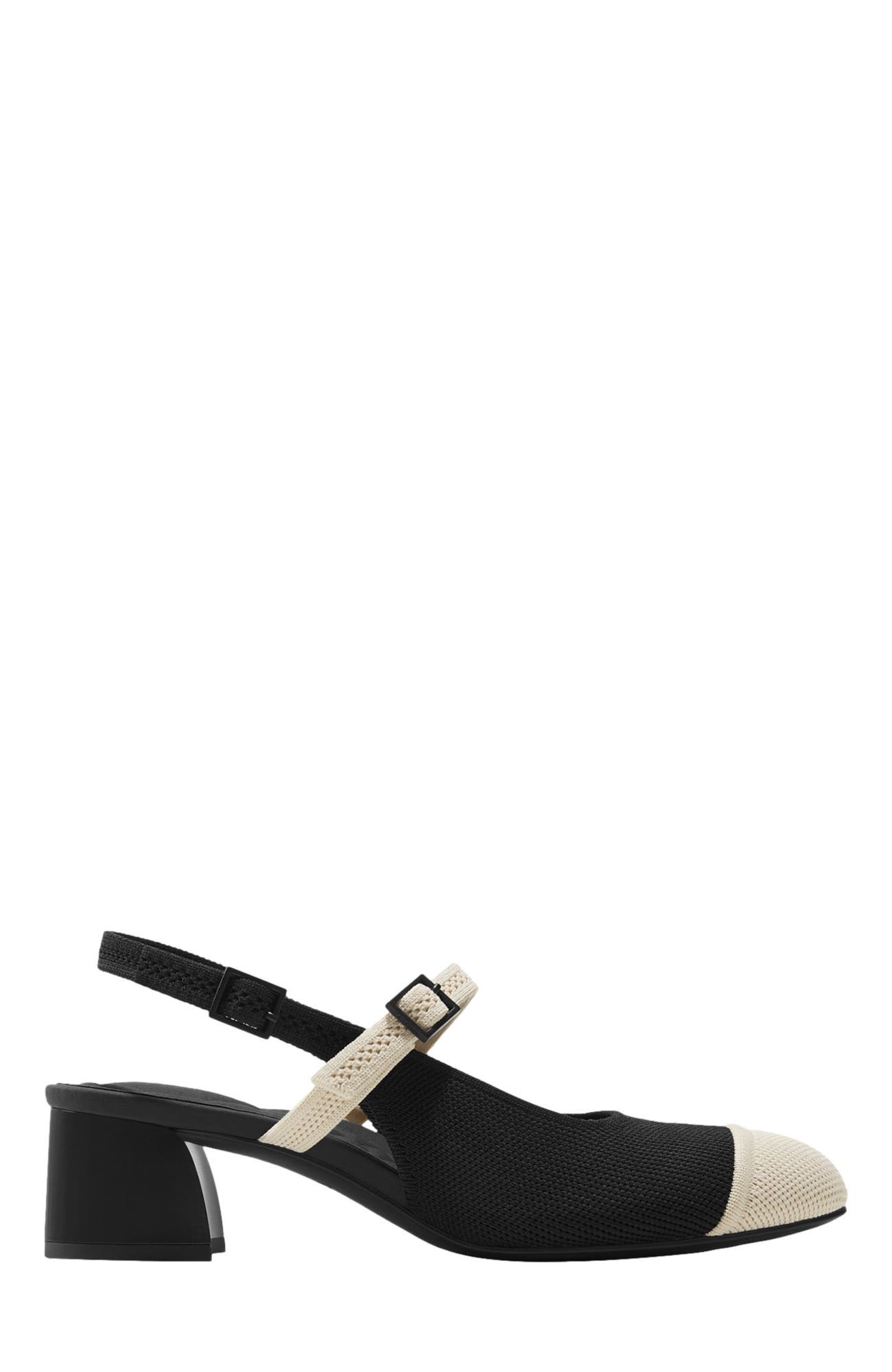 VIVAIA Almond-Toe Slingback Mary-Jane Sandals, Alternate, color, Black Ivory