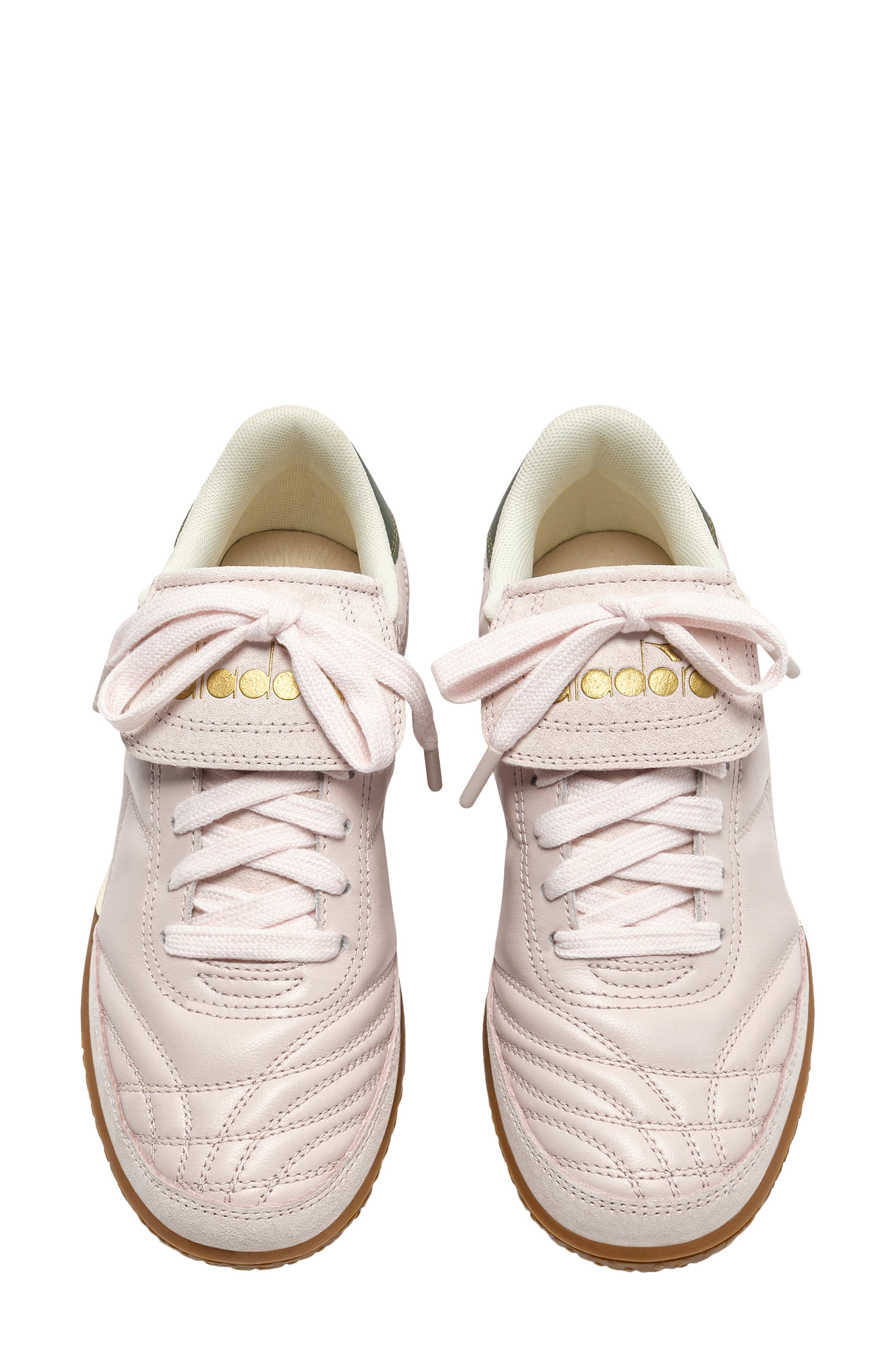 Gold Indoor Leather Sneakers, Alternate, color, PINK BABY