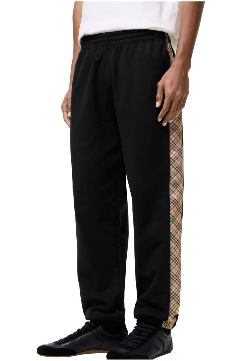 Check Trim Cotton Jogging Pants, Main, color, Black