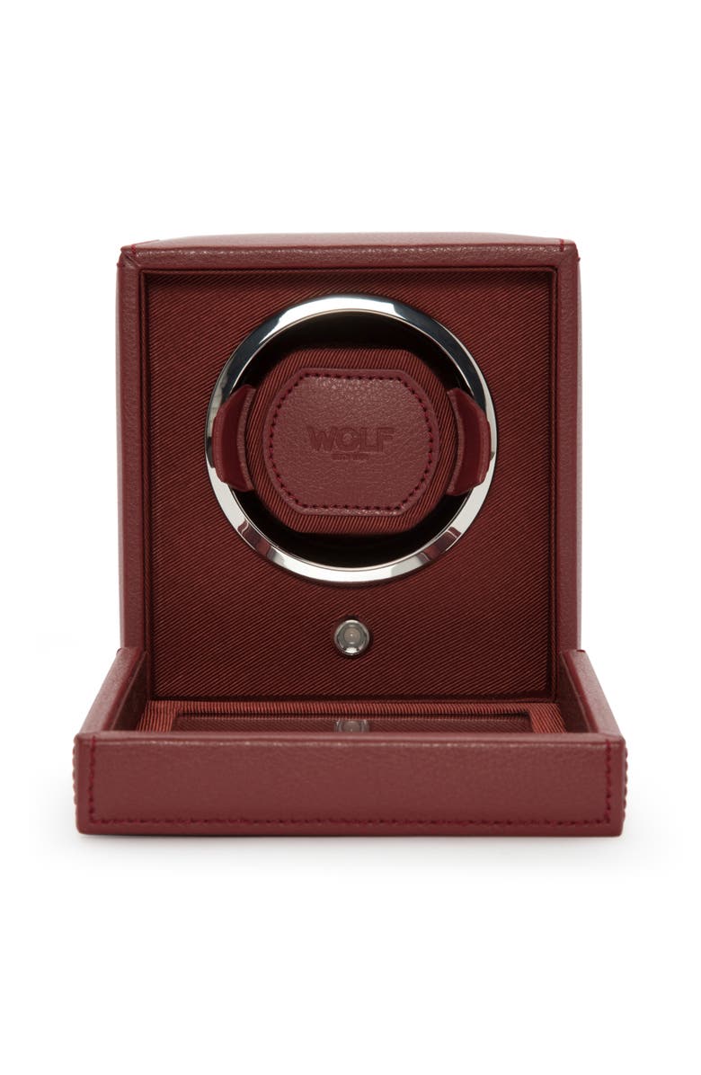 WOLF Cub Single Watch Winder with Cover, Alternate, color, Bordeaux