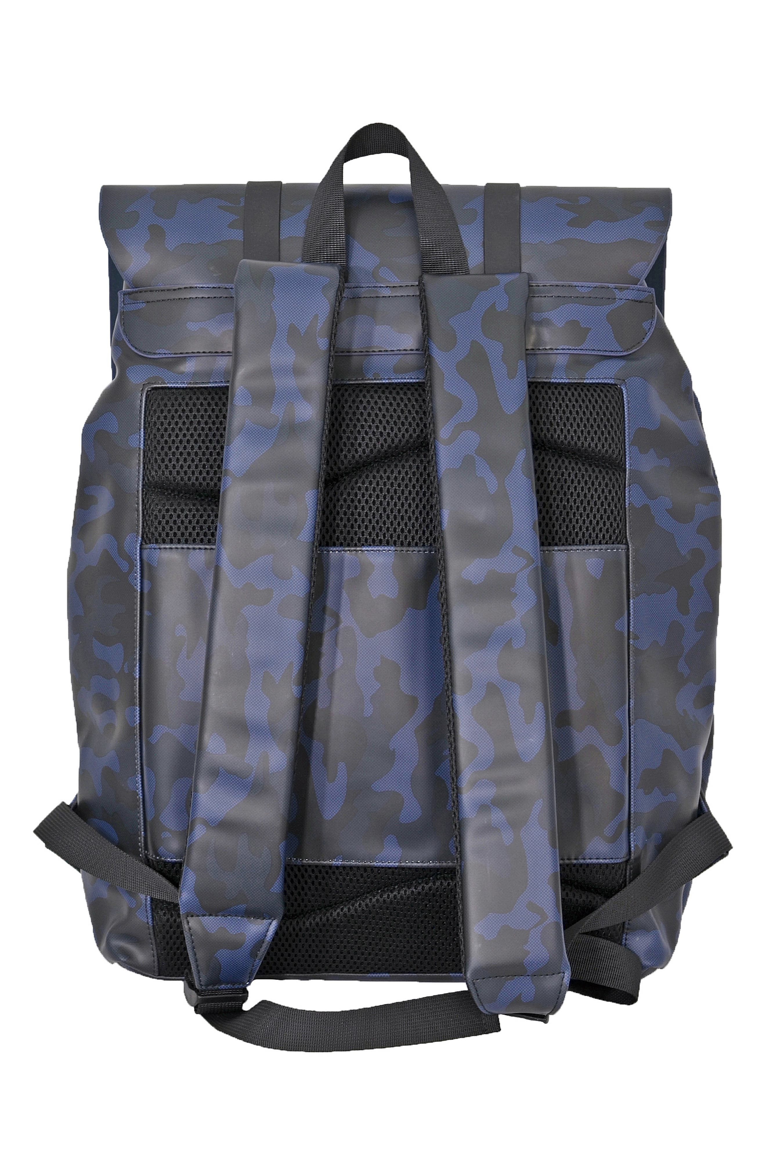 Foldover Rubberized Backpack, Alternate, color, NAVY CAMO