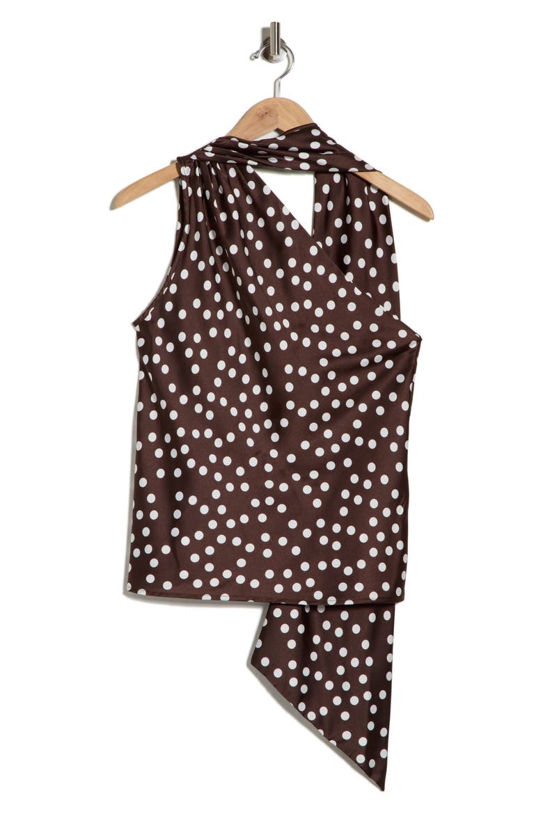 Scarf Detail One Shoulder Top, Alternate, color, BROWN