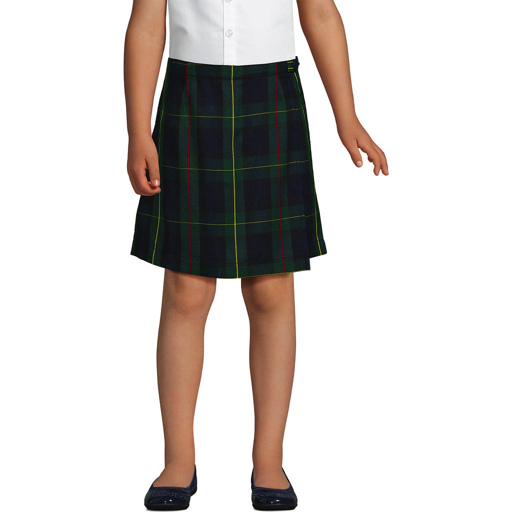 Lands' End School Uniform Girls Plaid A Line Tab Skort Top Of Knee In Black