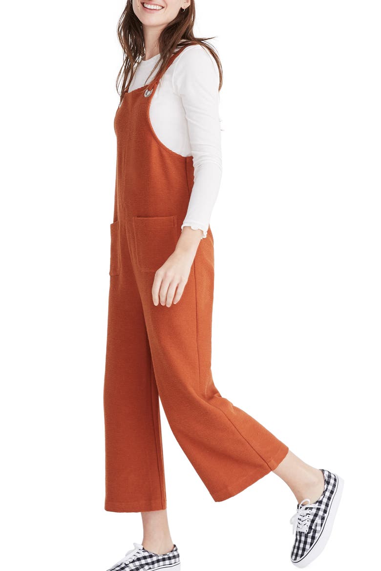 Texture & Thread Patch Pocket Overalls, Alternate, color, BURNT CLAY