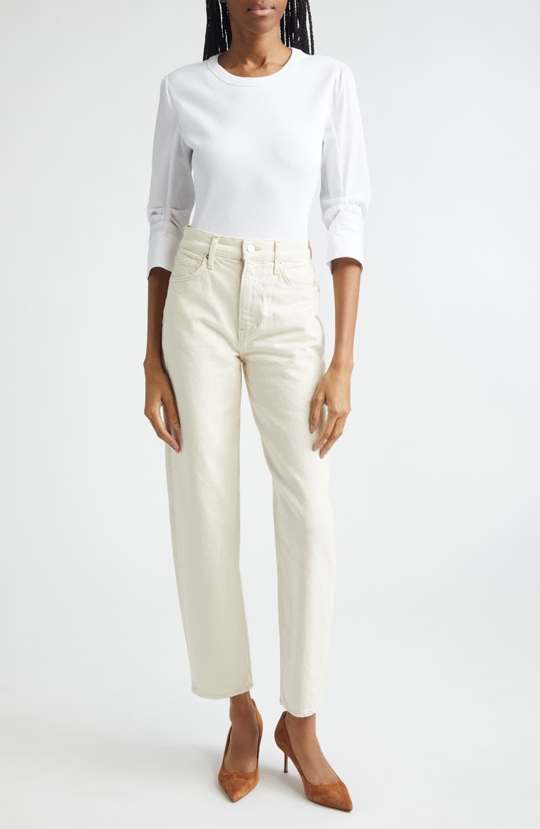 Veronica Beard Junia Mixed Media Top, Alternate, color, White