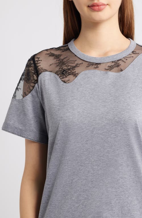 Hugo Boss Boss Eptima Lace Inset Cotton T-shirt In Gray