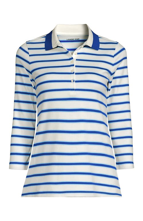 Lands' End 3/4 Sleeve Supima Cotton Polo Shirt In Blue
