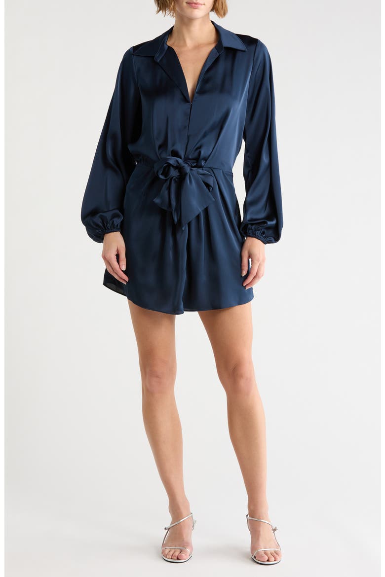 Meadow Long Sleeve Minidress, Main, color, NAVY