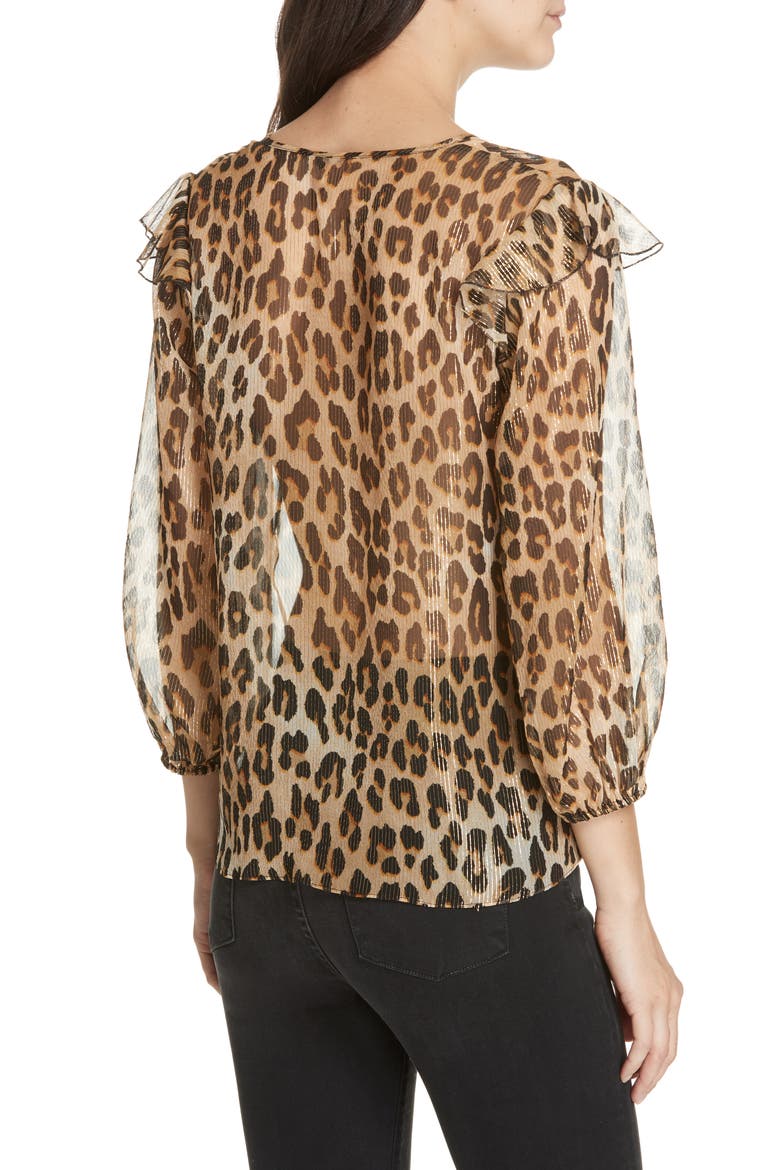 Sissy Metallic Leopard Print Silk Blend Top, Alternate, color, SPOTTED LEOPARD MULTI