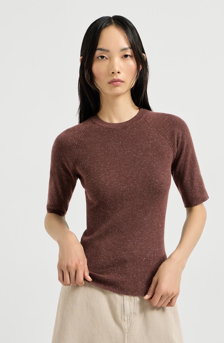 Brunello Cucinelli Sparkling cashmere sweater, Alternate, color, Bordeaux