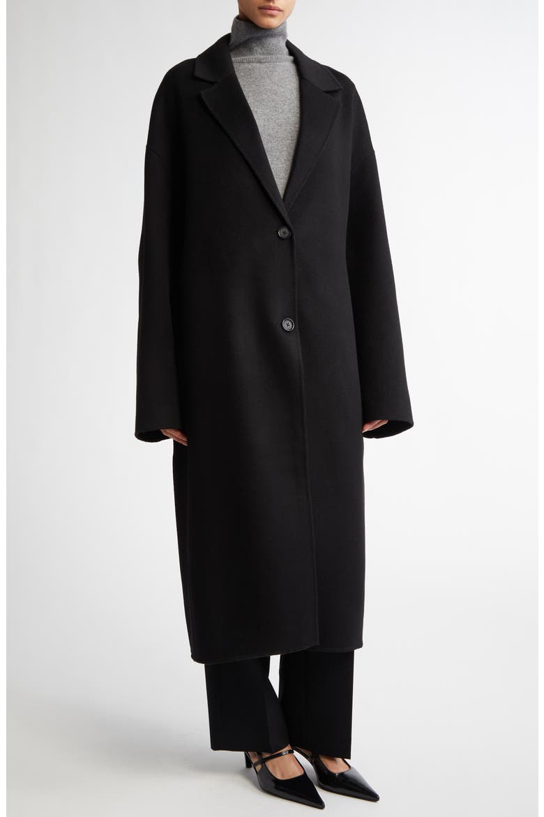 Double Face Wool Cocoon Coat, Alternate, color, BLACK