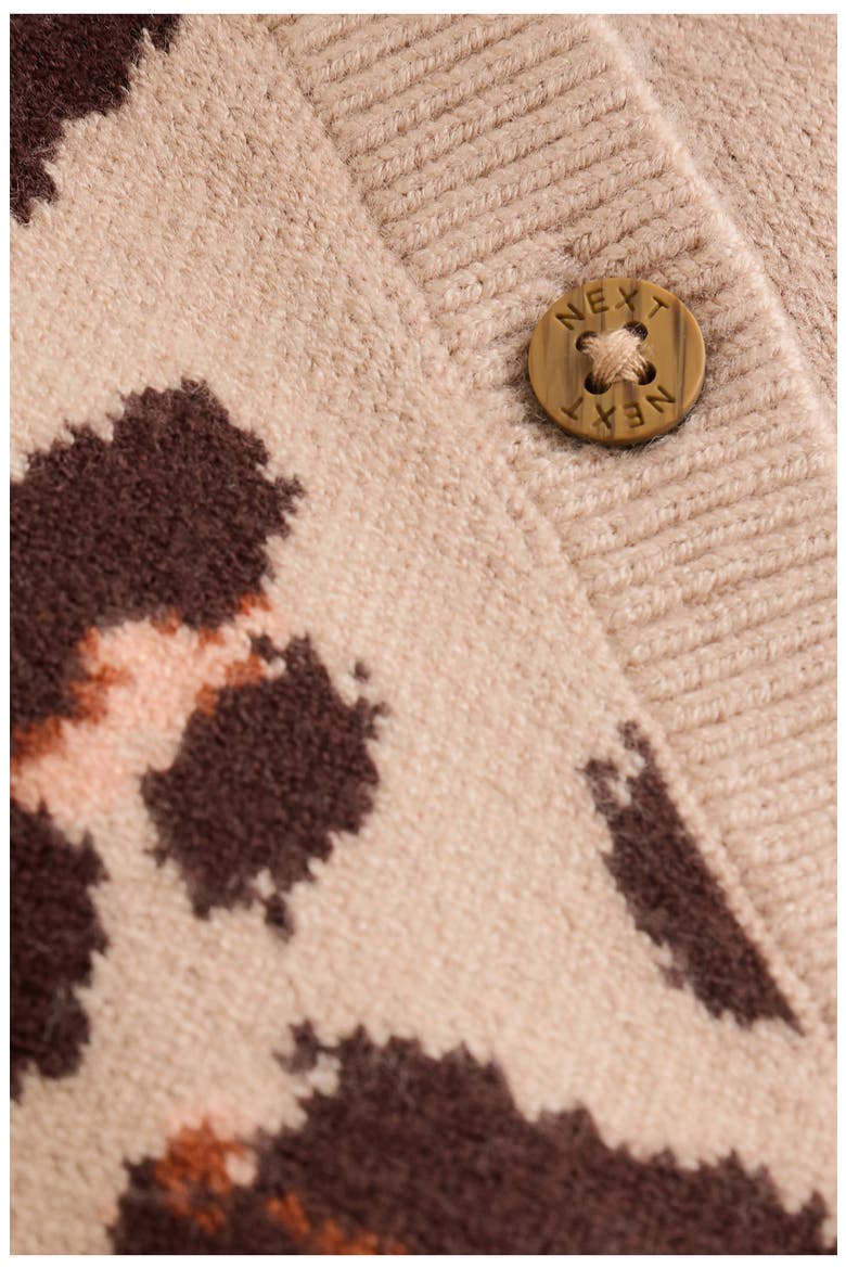 Leopard Jacquard Cardigan, Alternate, color, PINK