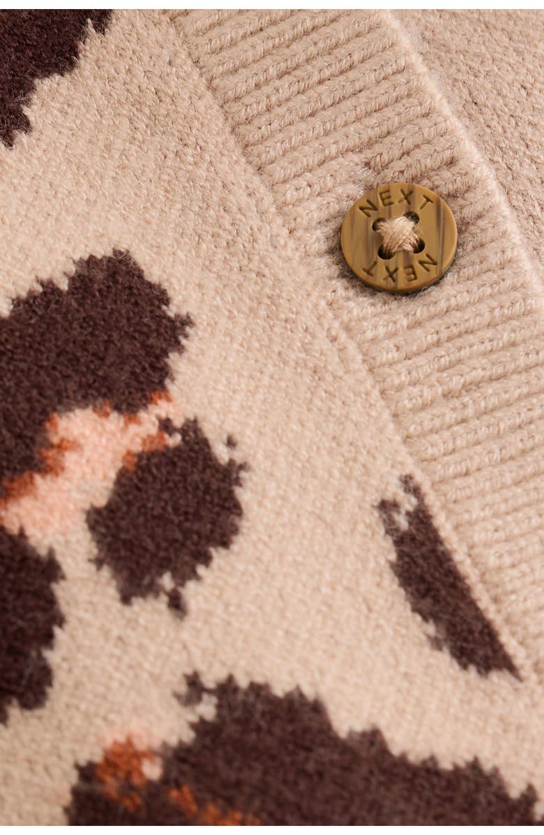NEXT Leopard Jacquard Cardigan, Alternate, color, Pink