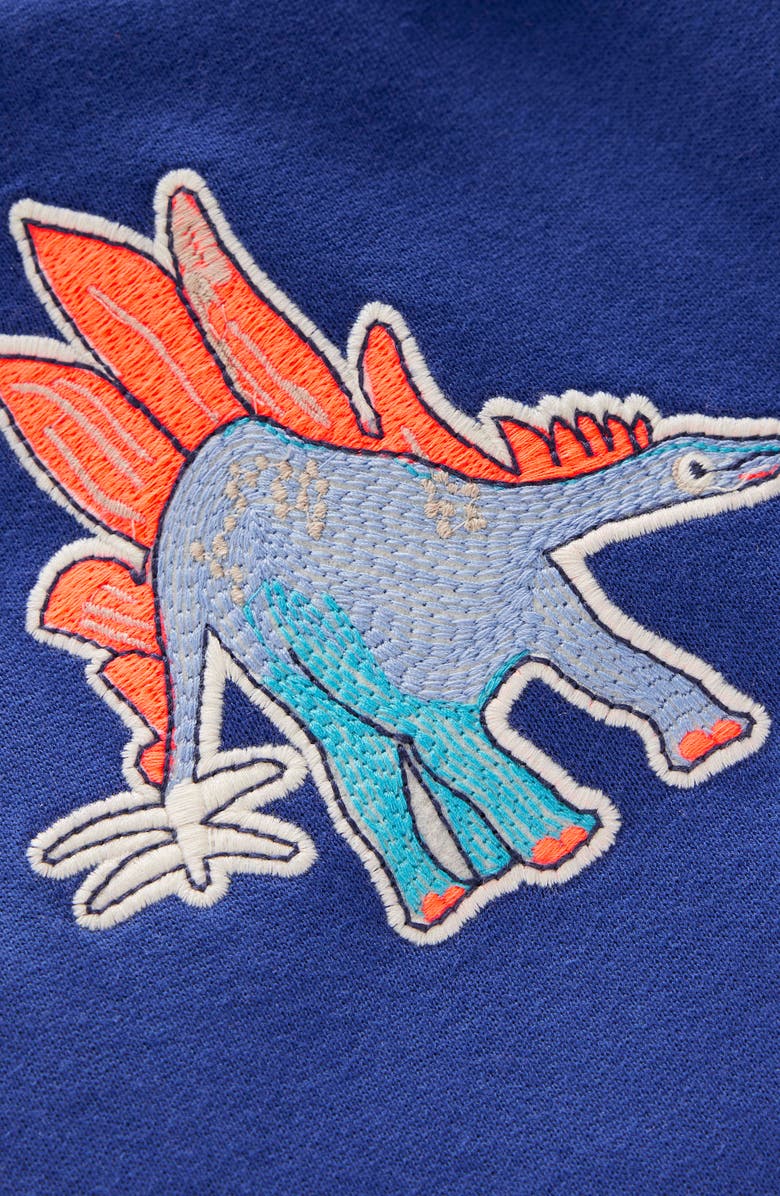 Mini Boden Kids' Dino Appliqué Cotton Joggers, Alternate, color, Navy Dino