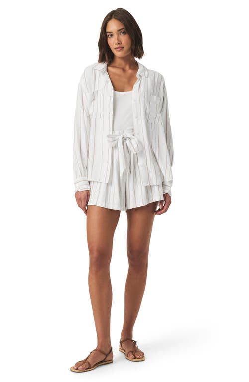 Splendid Gabrielle Stripe Button-up Shirt In White