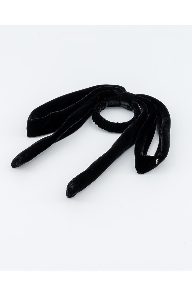 Alexandre de Paris Isild Velvet Ribbon Hair Tie, Alternate, color, Black