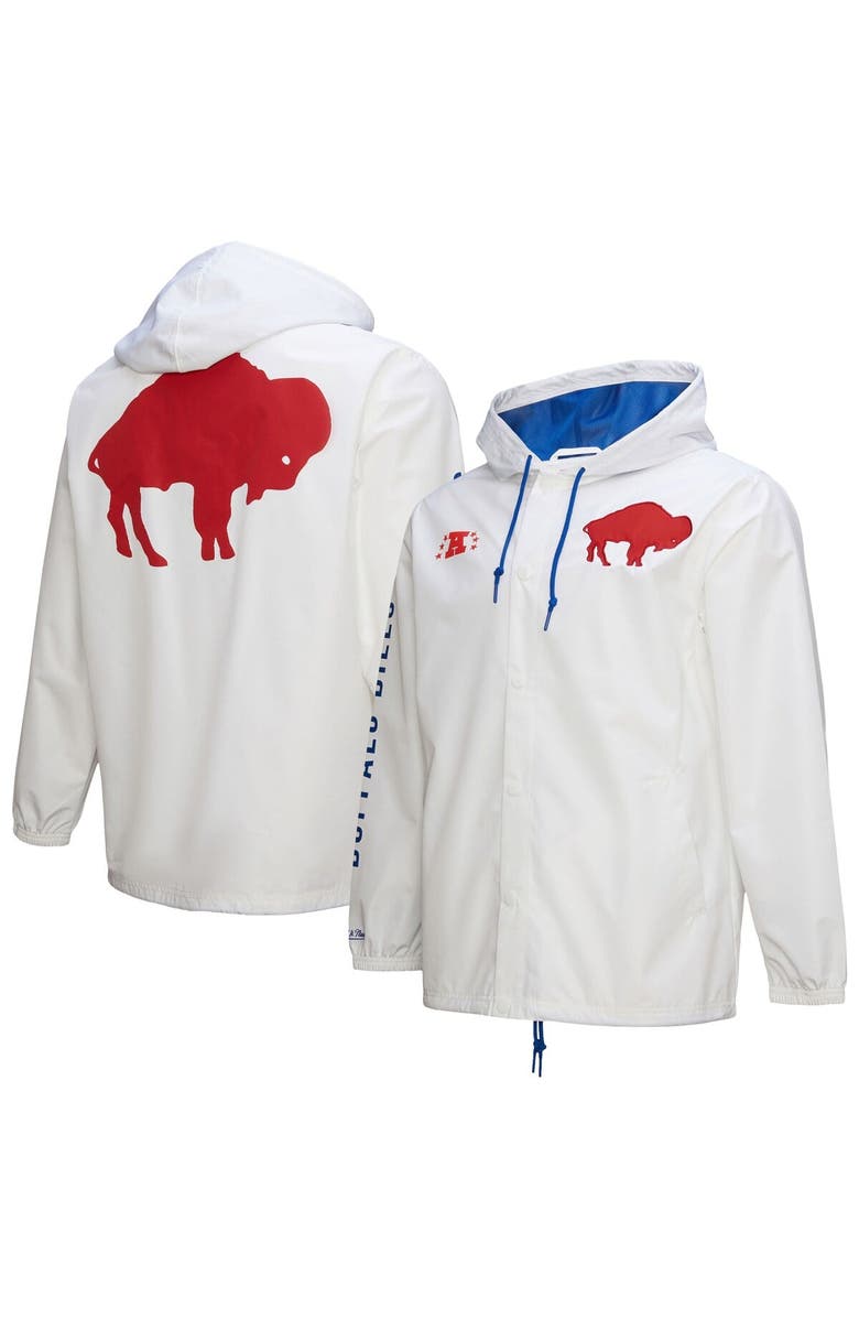 Mitchell & Ness Men's Mitchell & Ness  White Buffalo Bills Vintage Logo Coaches Full-Snap Hoodie Jacket, Main, color, 