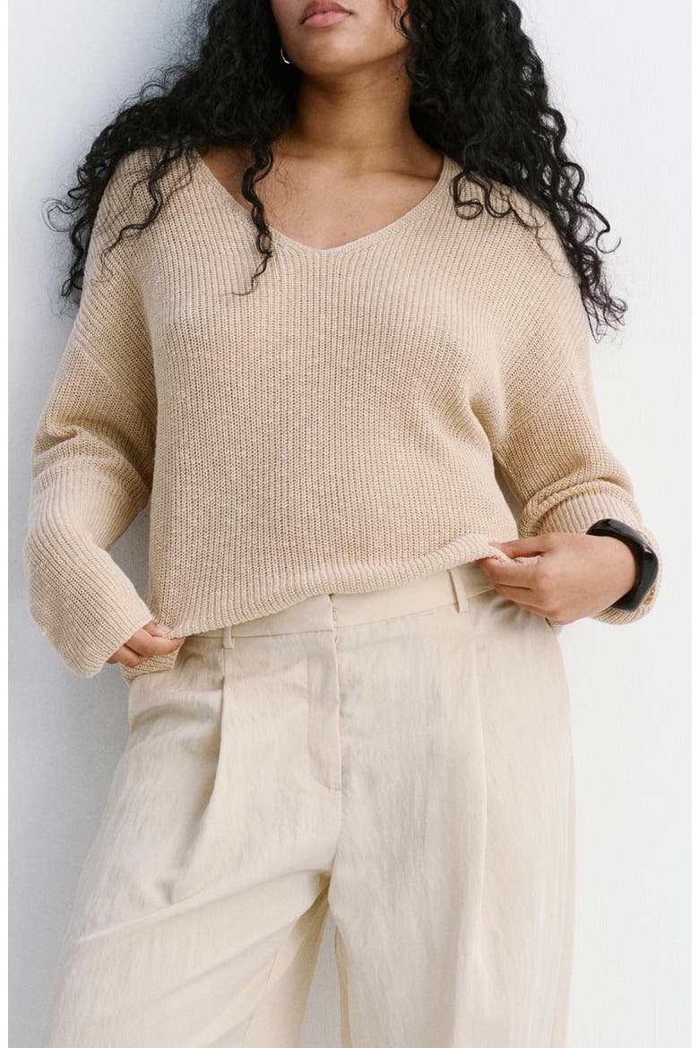 V-Neck Sweater, Main, color, SAND