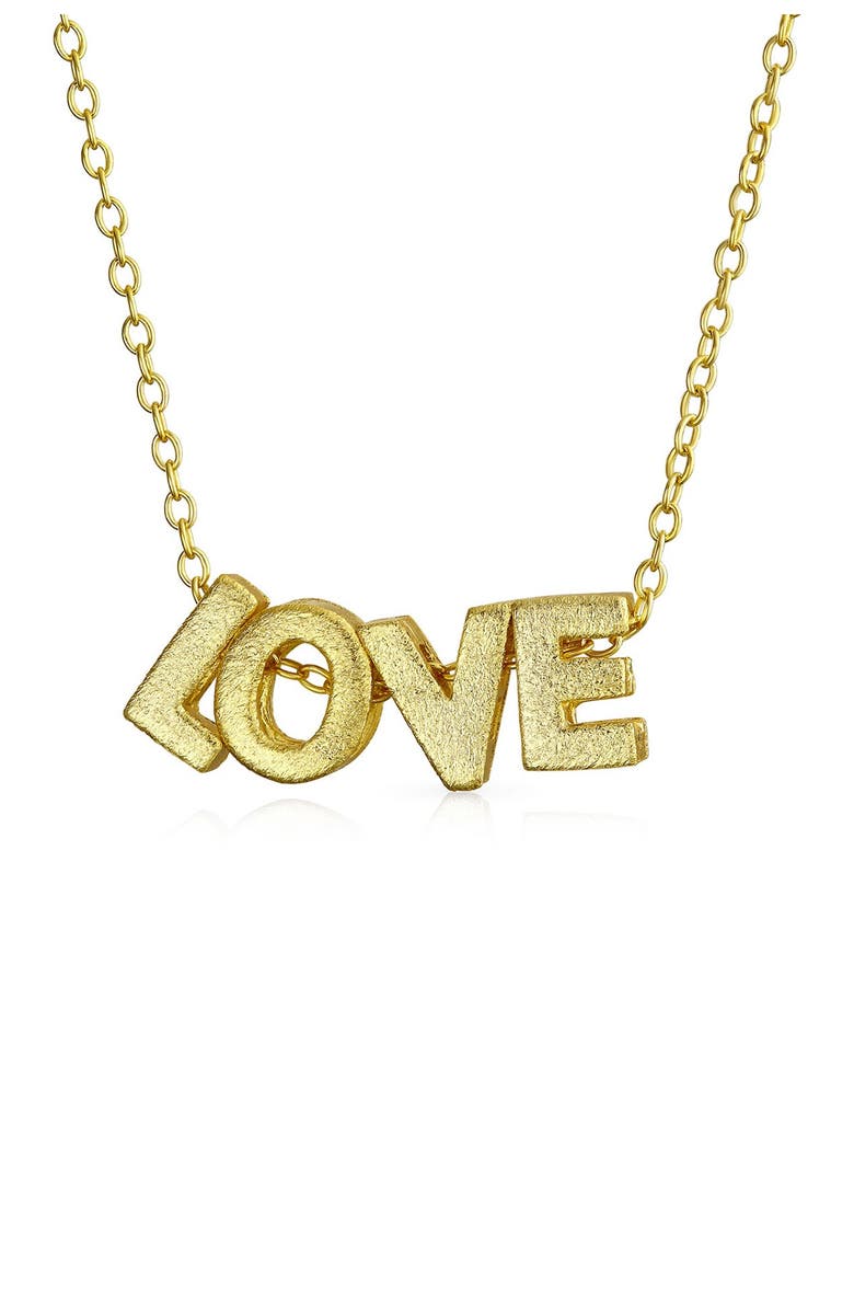 BLING JEWELRY 14K Yellow Gold Plated Sterling Silver Loving Glow Necklace, Main, color,