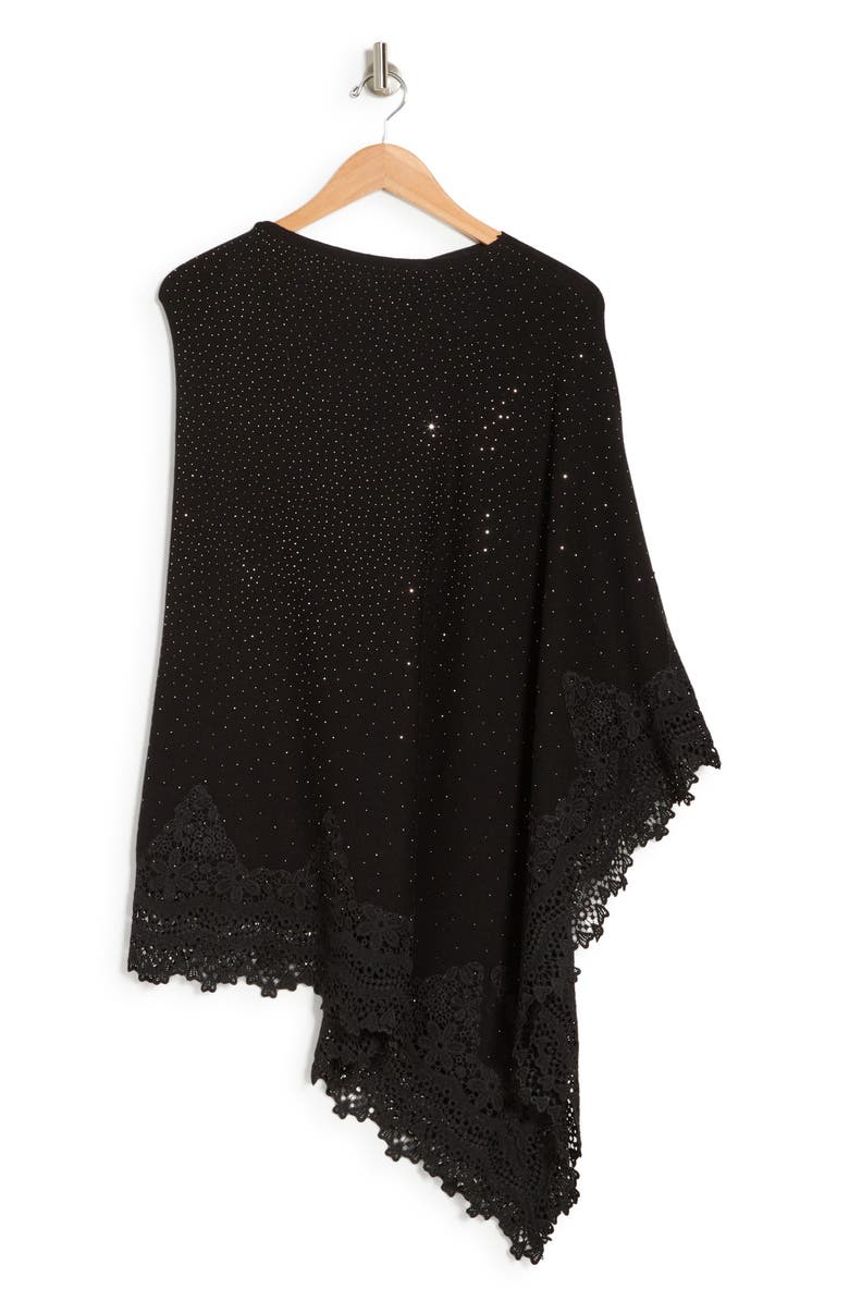La Fiorentina Lace Trim Poncho, Alternate, color, Black