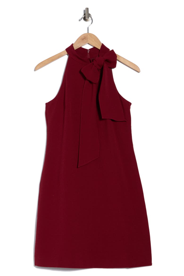 Tie Neck A-Line Dress, Alternate, color, BORDEAUX