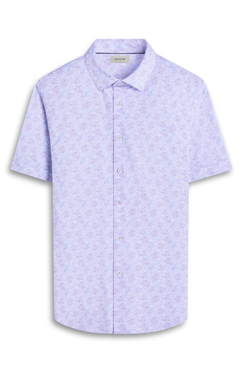 Bugatchi Miles OoohCotton<sup>®</sup> Floral Short Sleeve Button-Up Shirt, Alternate, color, Dusty Pink