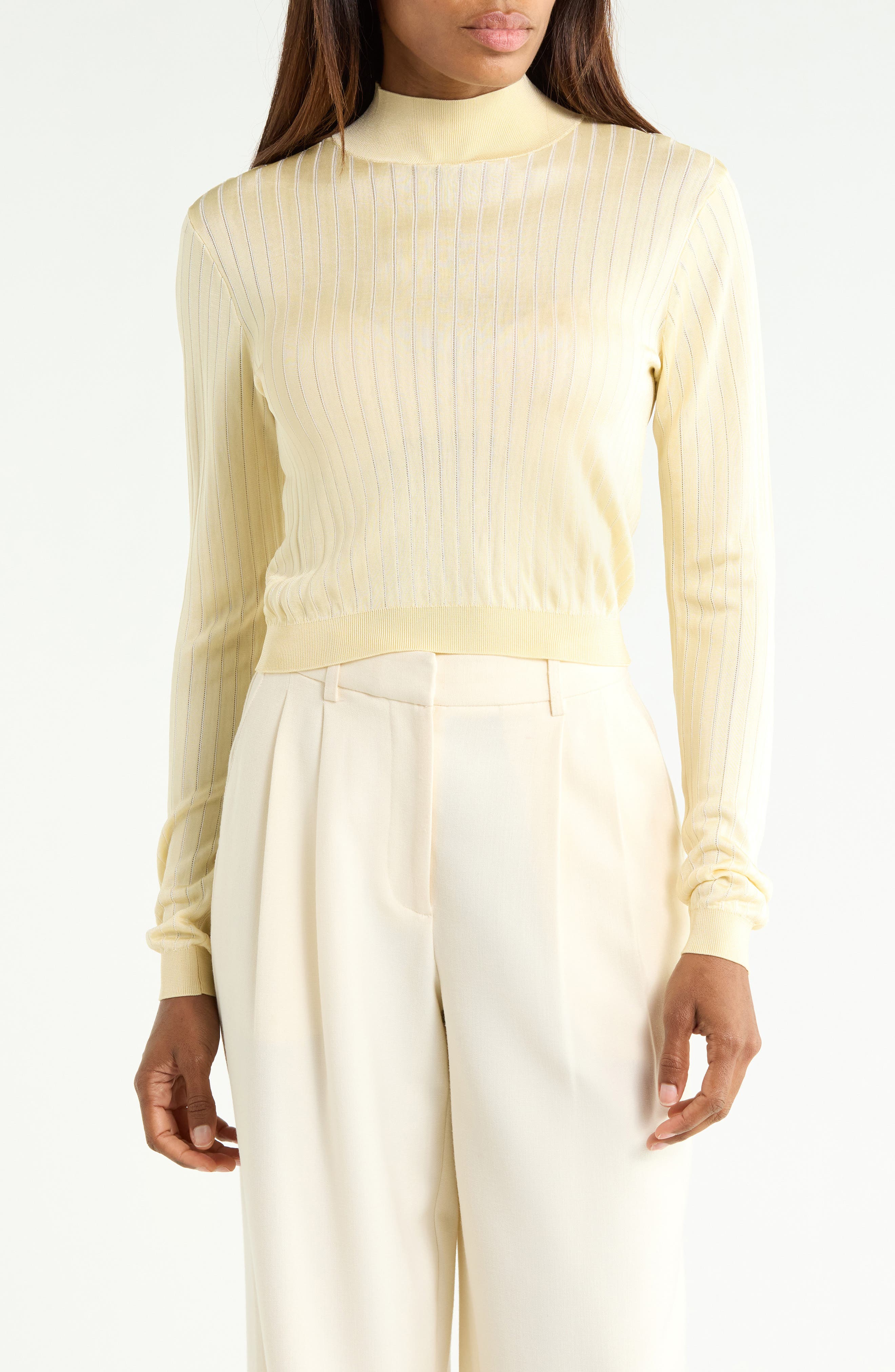 The Crop Fitted Mock Neck Sweater