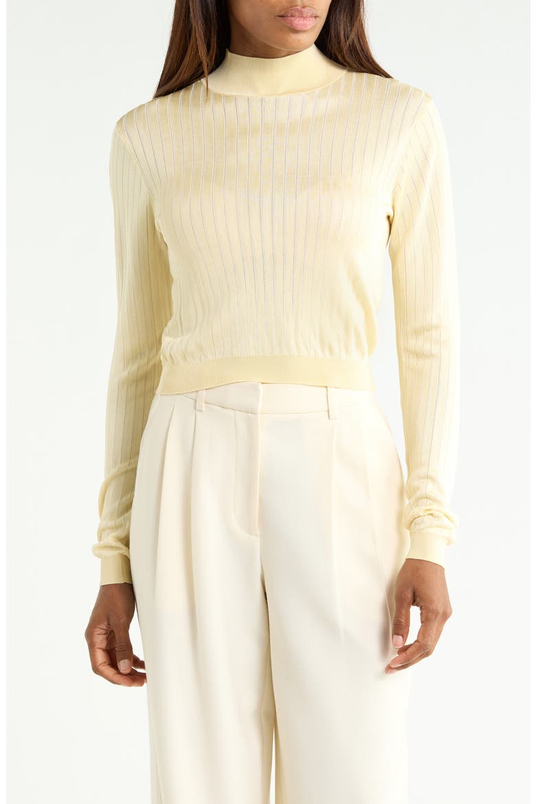 The Crop Fitted Mock Neck Sweater, Main, color, BUTTER