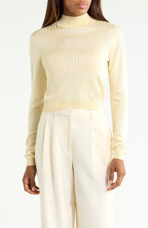 The Crop Fitted Mock Neck Sweater