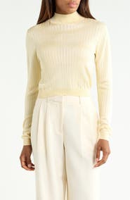 FRAME The Crop Fitted Mock Neck Sweater