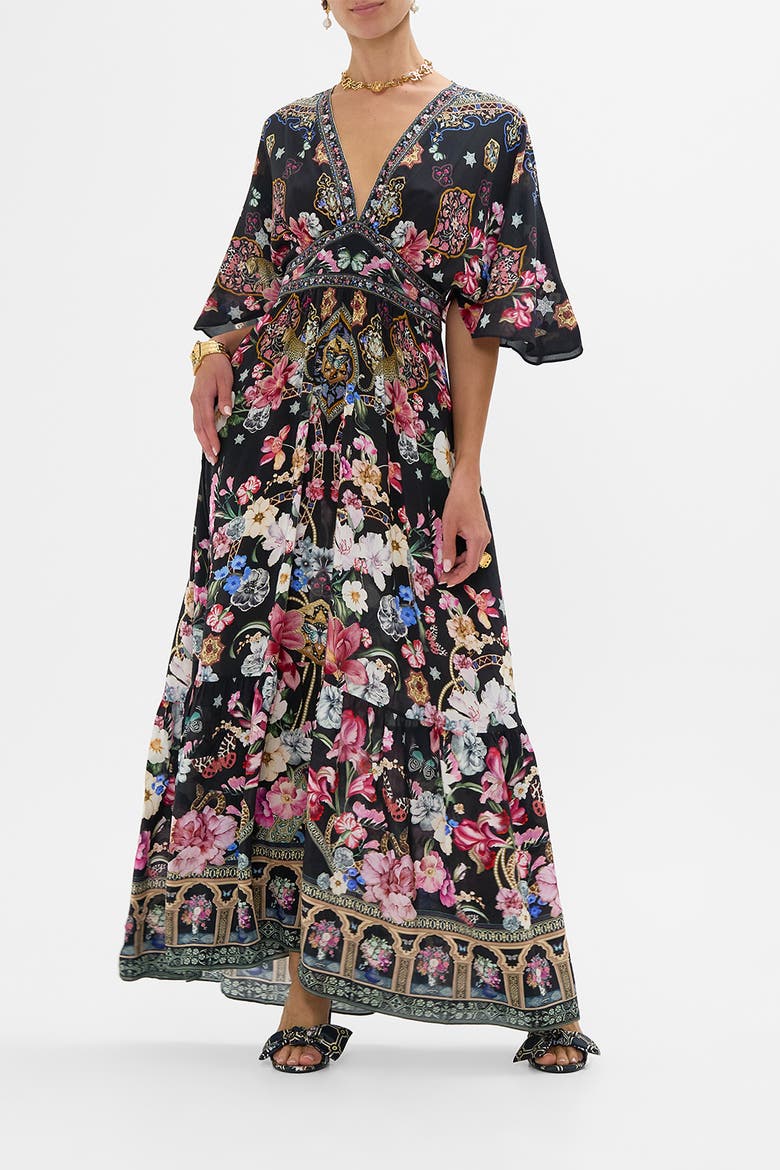 Waisted Dress With Hem Ruffle Midnight In Monserrate, Main, color, Midnight In Monserrate