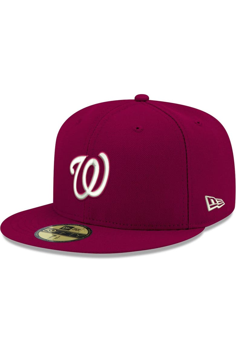 Men's New Era Cardinal Washington Nationals White Logo 59FIFTY Fitted Hat, Main, color, Cardinal