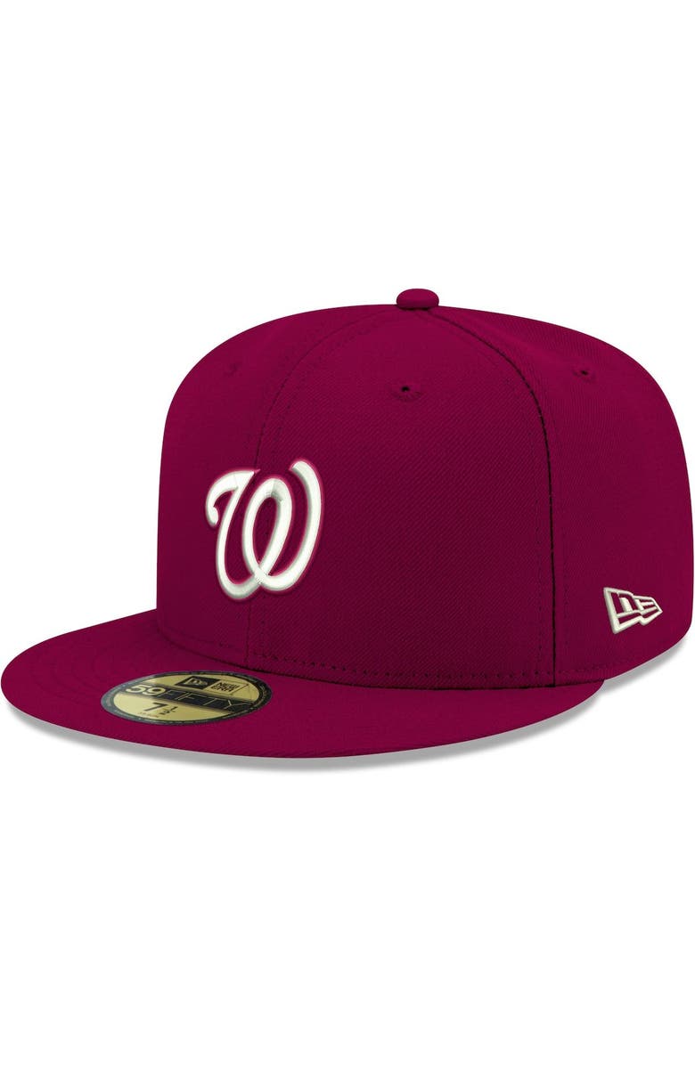 New Era Men's New Era Cardinal Washington Nationals White Logo 59FIFTY Fitted Hat, Main, color, Cardinal