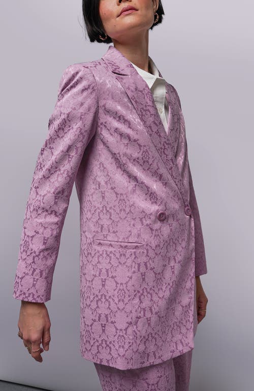 Wildfang The Empower Jacquard Double Breasted Blazer In Purple