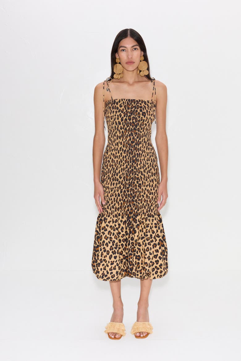 Canto Smocked Poplin Dress, Alternate, color, Cheetah