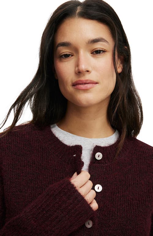 Cotton On Lofty Luxe Crew Cardigan In Burgundy