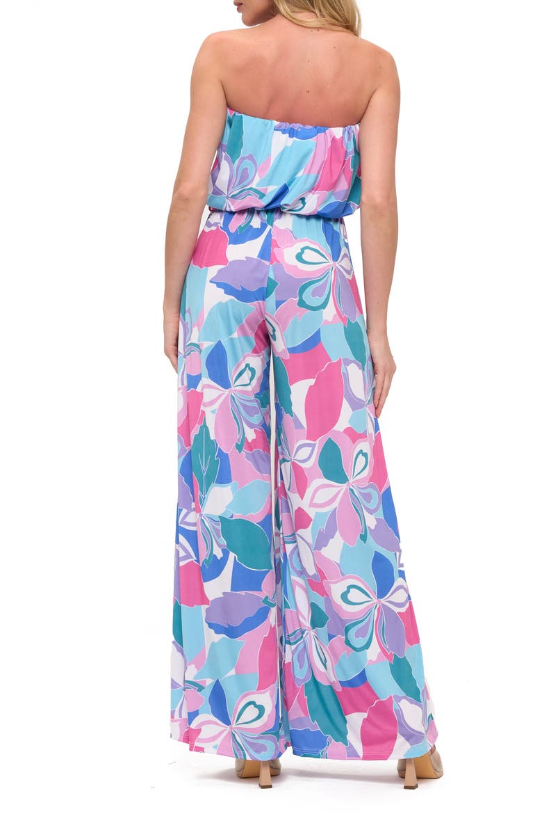 Printed Strapless Wide Leg Romper, Alternate, color, PINK MULTI