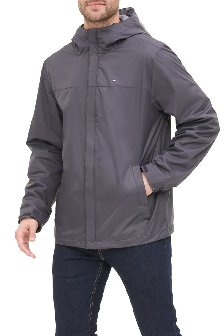 Hooded Rain Slicker Jacket, Alternate, color, CHARCOAL