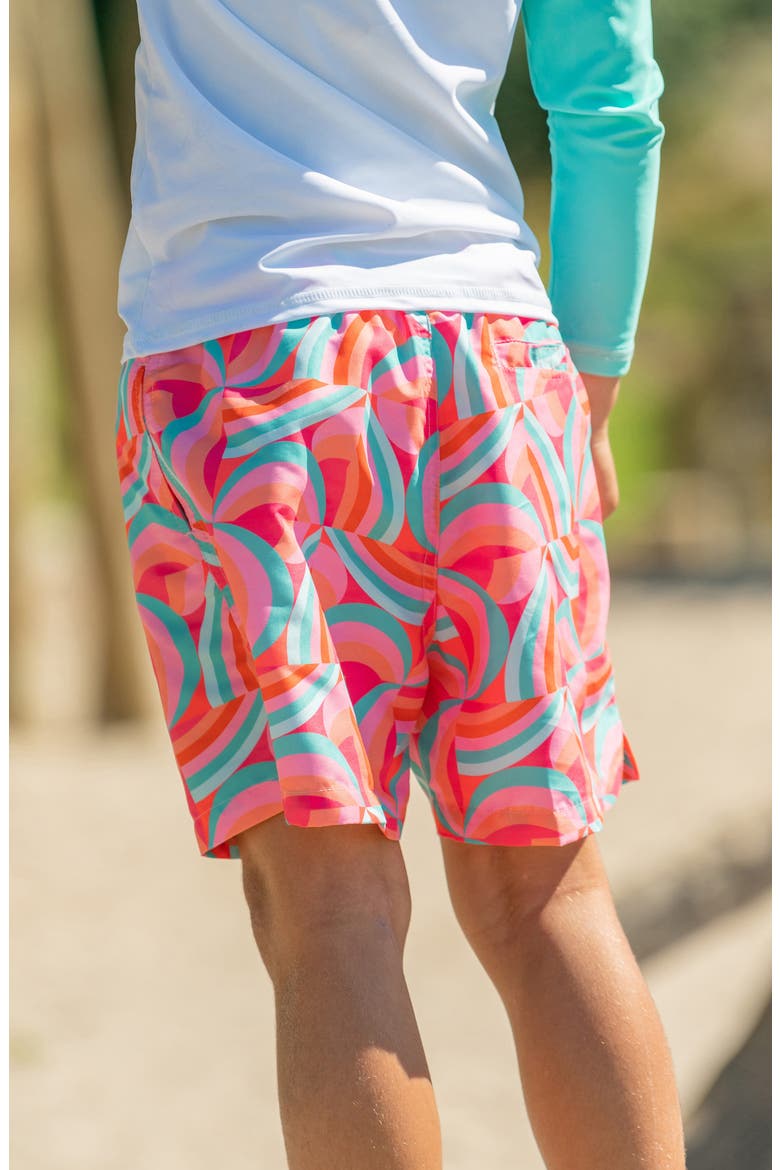 Kids' Geo Melon Swim Trunks, Alternate, color, RED