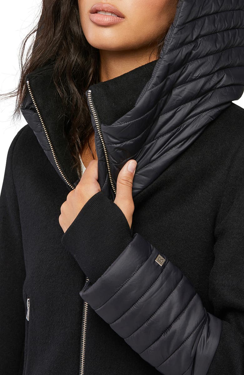 Soia & Kyo Mixed Media Hooded Coat, Alternate, color,