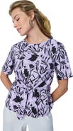 Jessica London Stretch Crepe Tie Waist Top