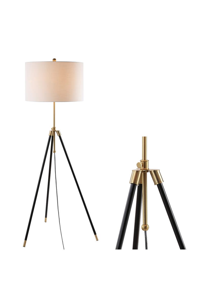 JONATHAN Y Lucius 67" Adjustable Metal LED Floor Lamp, Black/Brass, Main, color, Black/ Brass Gold
