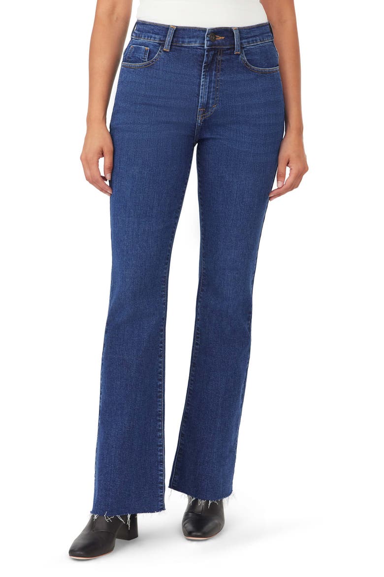 Savannah High Waist Raw Hem Flare Leg Jeans, Main, color, WINDSOR