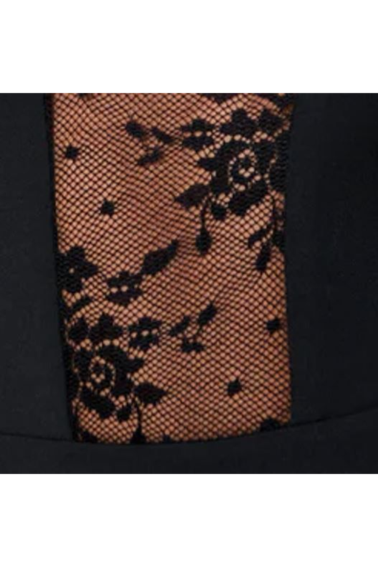 Lace Inset Fitted Midi Dress, Alternate, color, Black