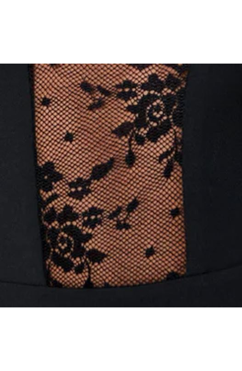 bebe Lace Inset Fitted Midi Dress, Alternate, color, Black